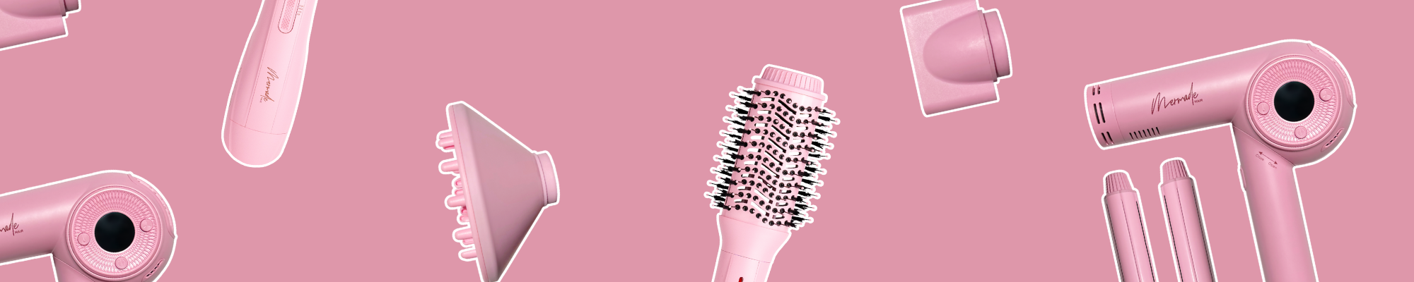 Woman blow drying her hair with a Mermade Hair blow dry brush for a smooth, salon-quality finish at home