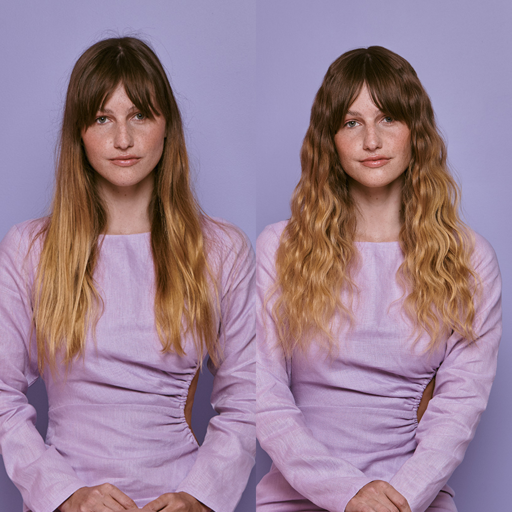 Before and after of the Mermade Hair Mermade Mist