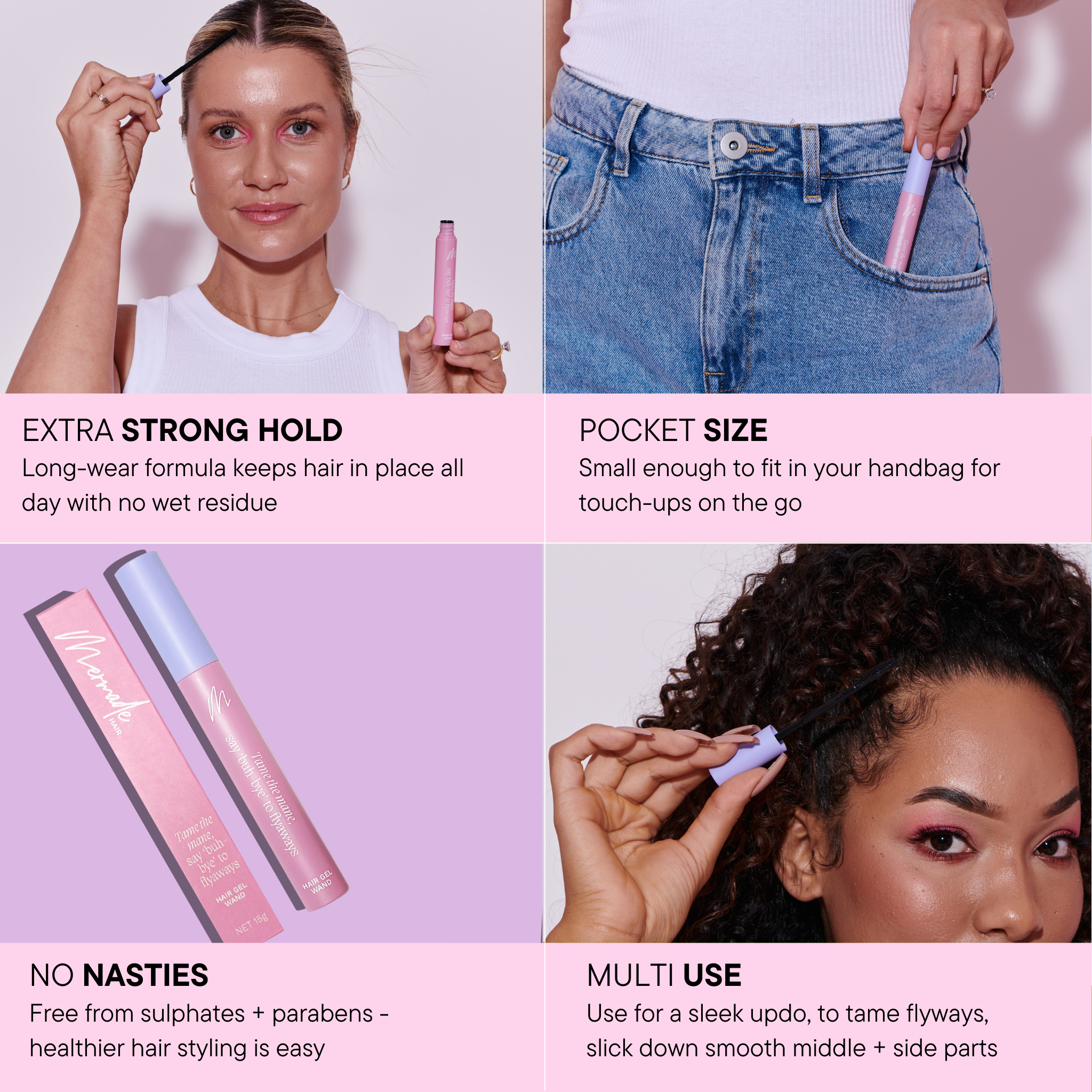 Features and benefits of the Mermade Hair Hair Gel Wand