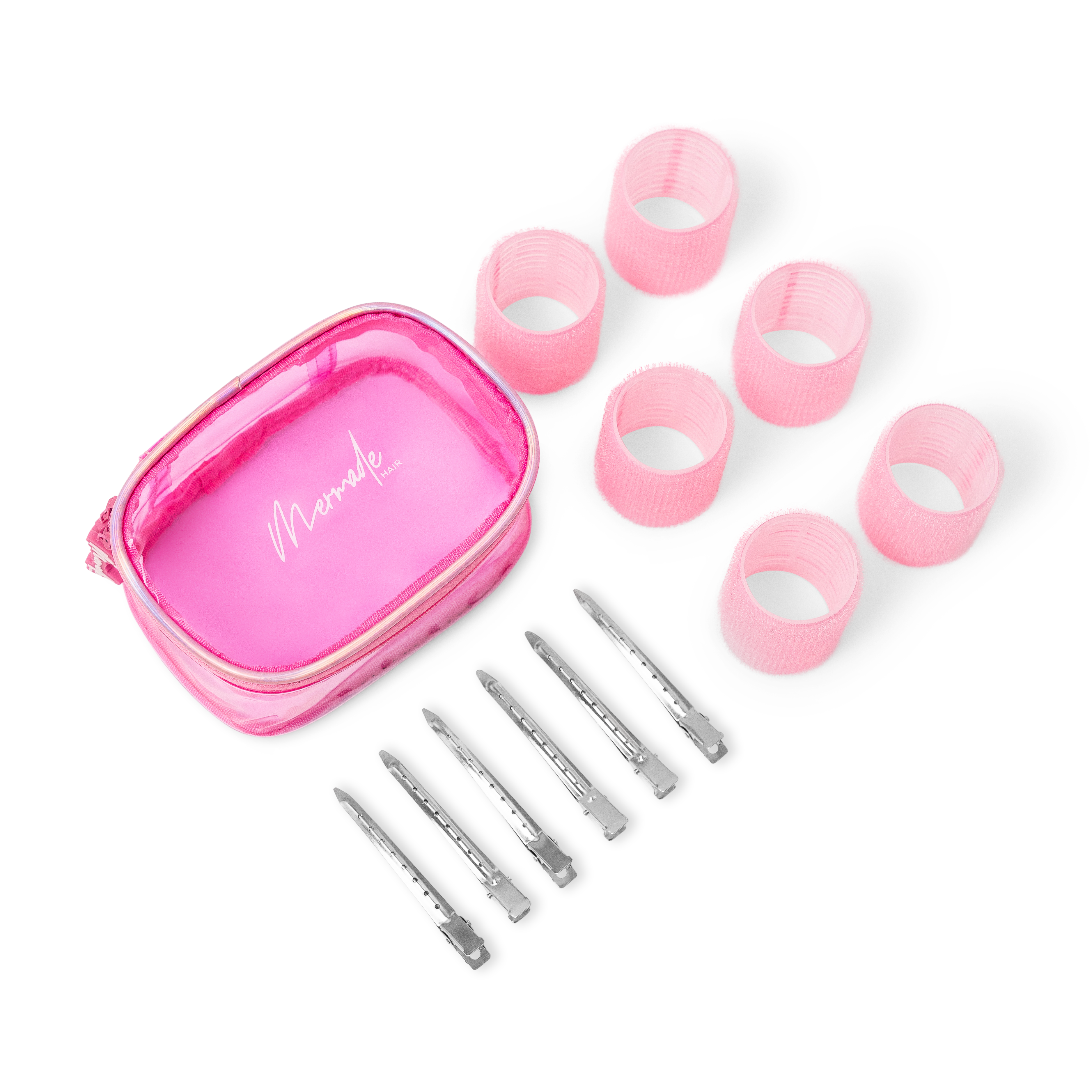 Mermade Hair Velcro Roller Kit + Clips flatlay