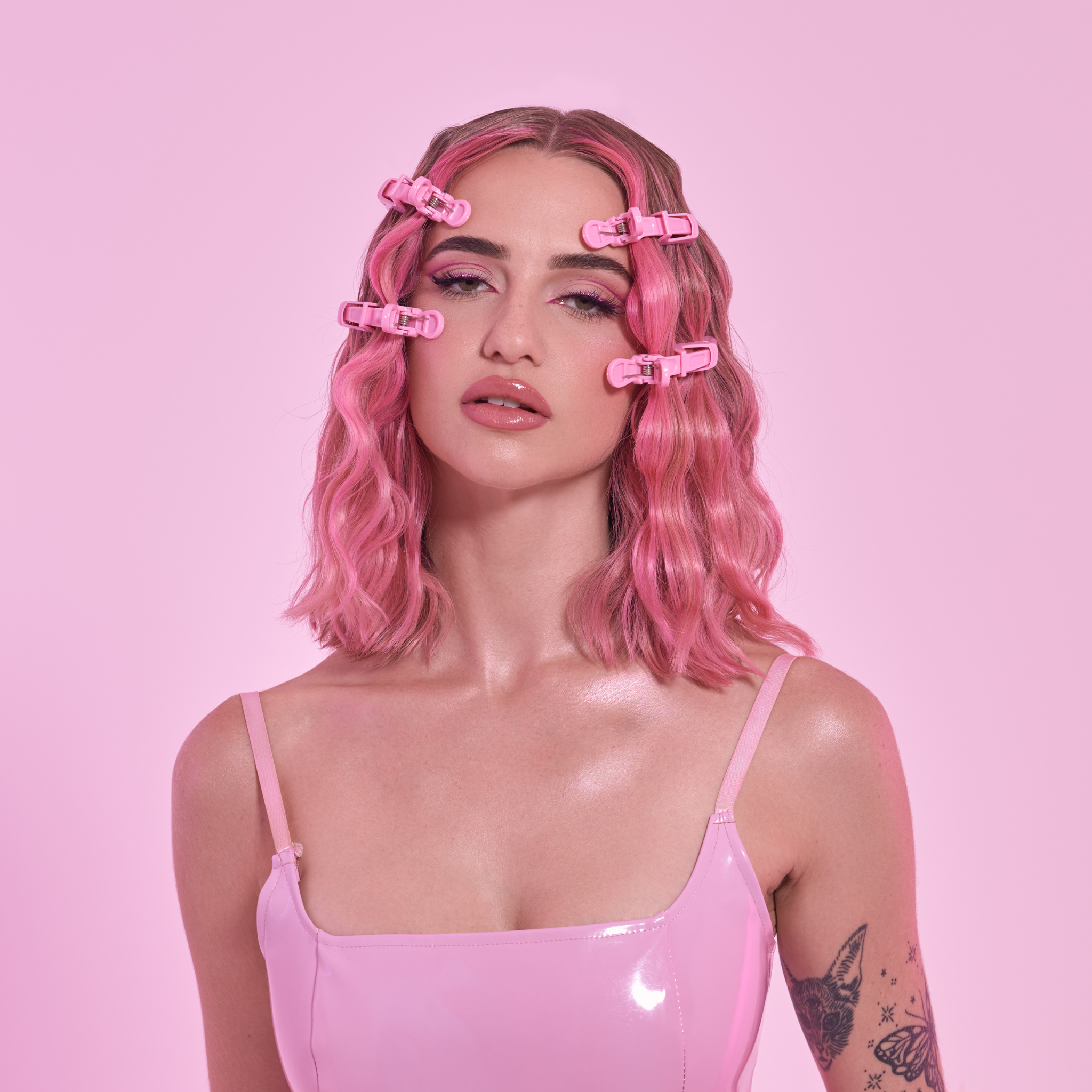 Model using the Mermade Hair Grip Clips - Signature Pink