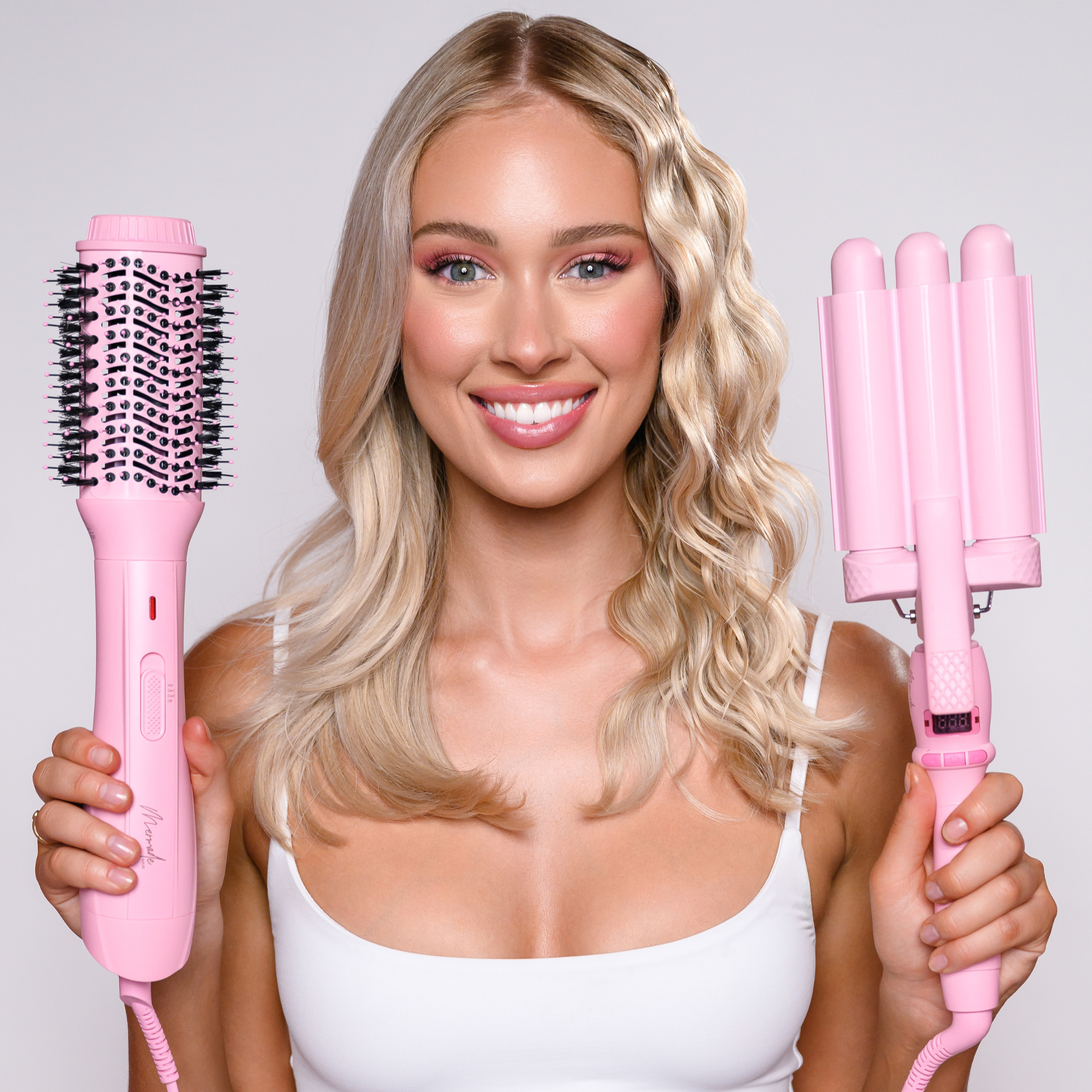 Mermade PRO Mini Hair Waver - 25mm Pink vs the Blow Dry Brush