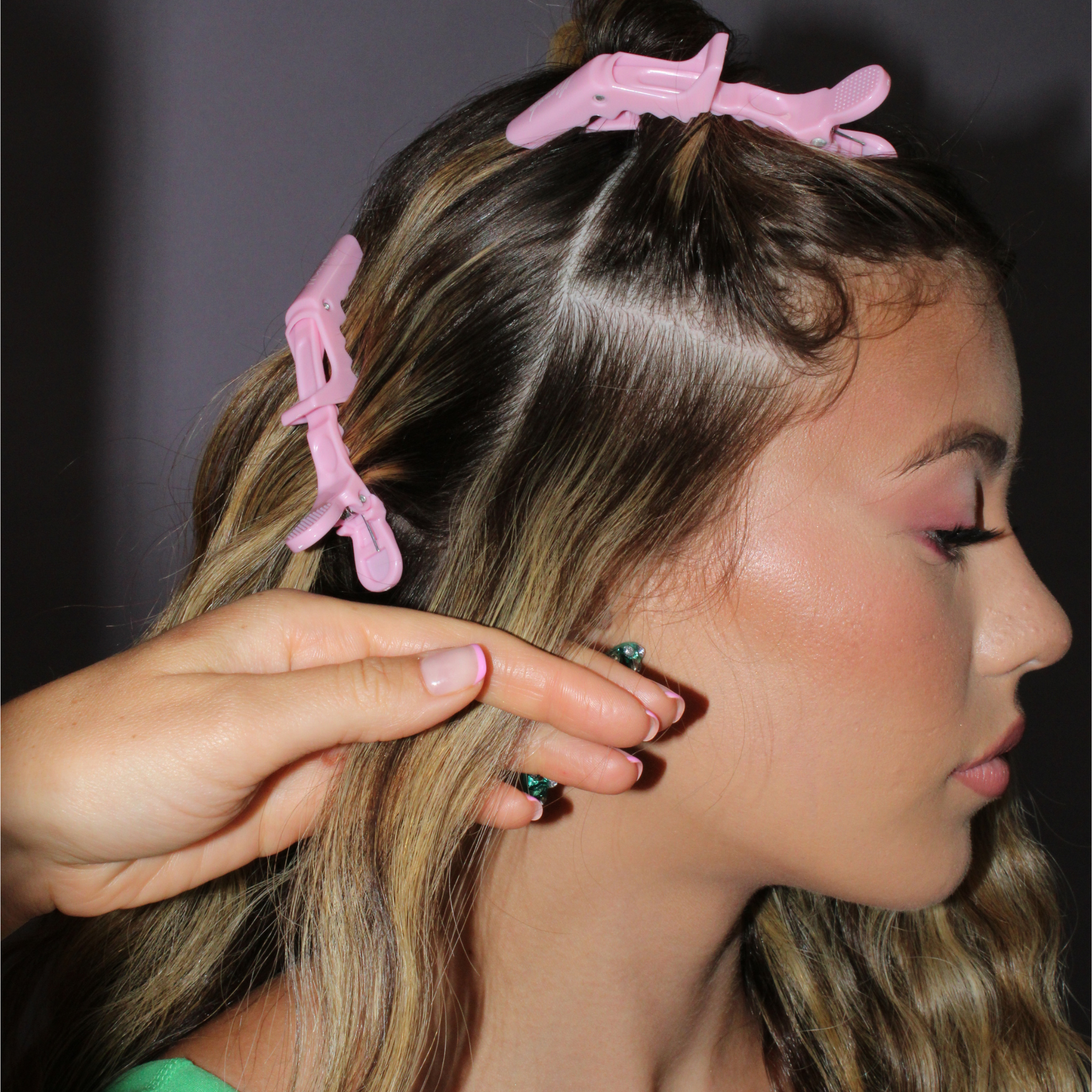 Model using the Mermade Hair Grip Clips - Signature Pink