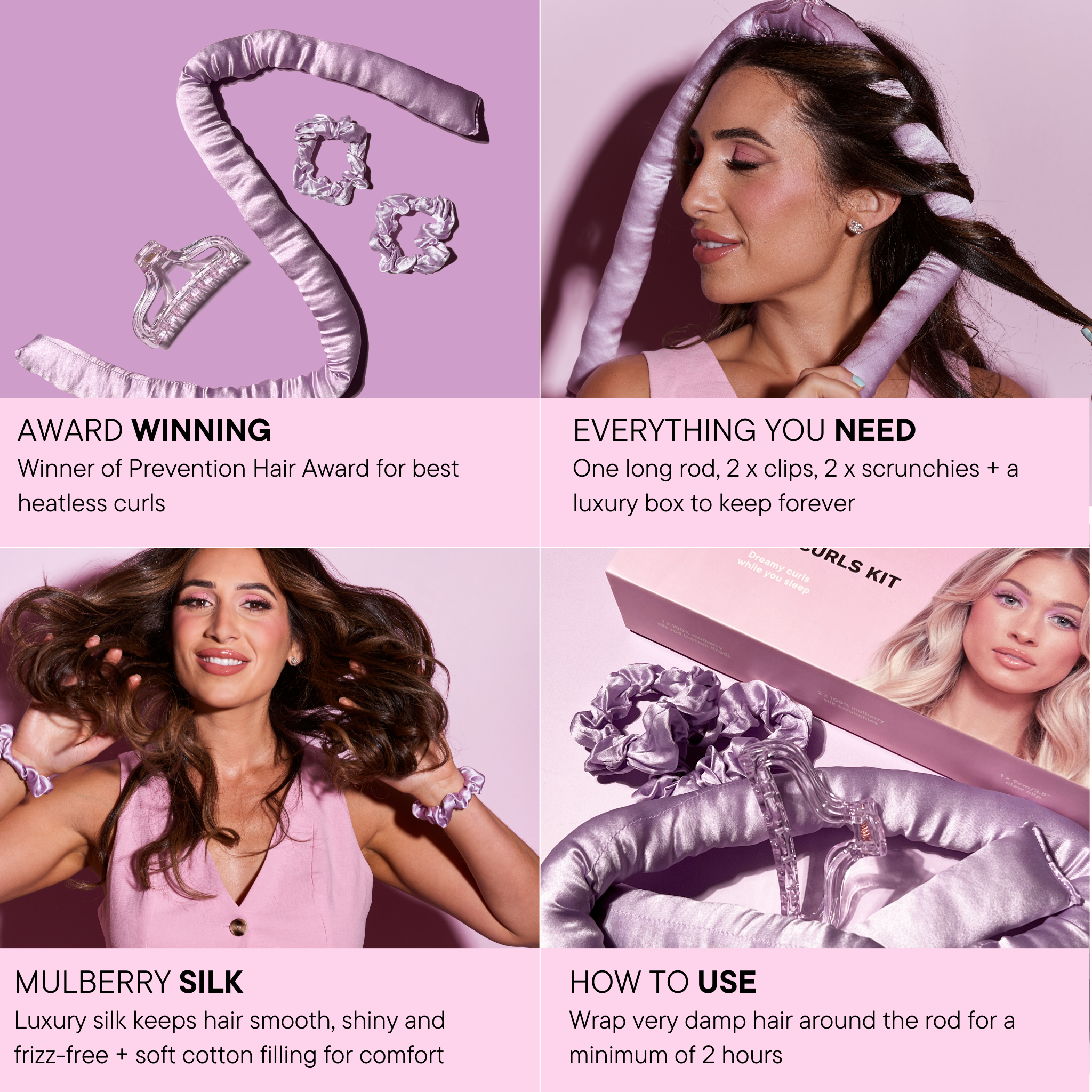 Features and benefits of the Mermade Hair Heatless Curls Kit