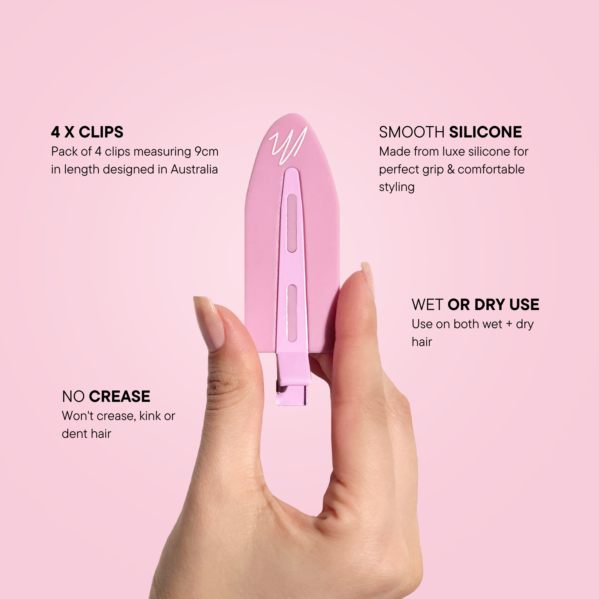 Features and benefits of the Mermade Hair Jumbo No-Crease Clips