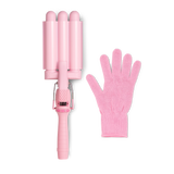 Mermade PRO Mini Hair Waver - 25mm Pink flatlay with glove