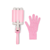 Mermade PRO Hair Waver - 32mm Pink flatlay with glove