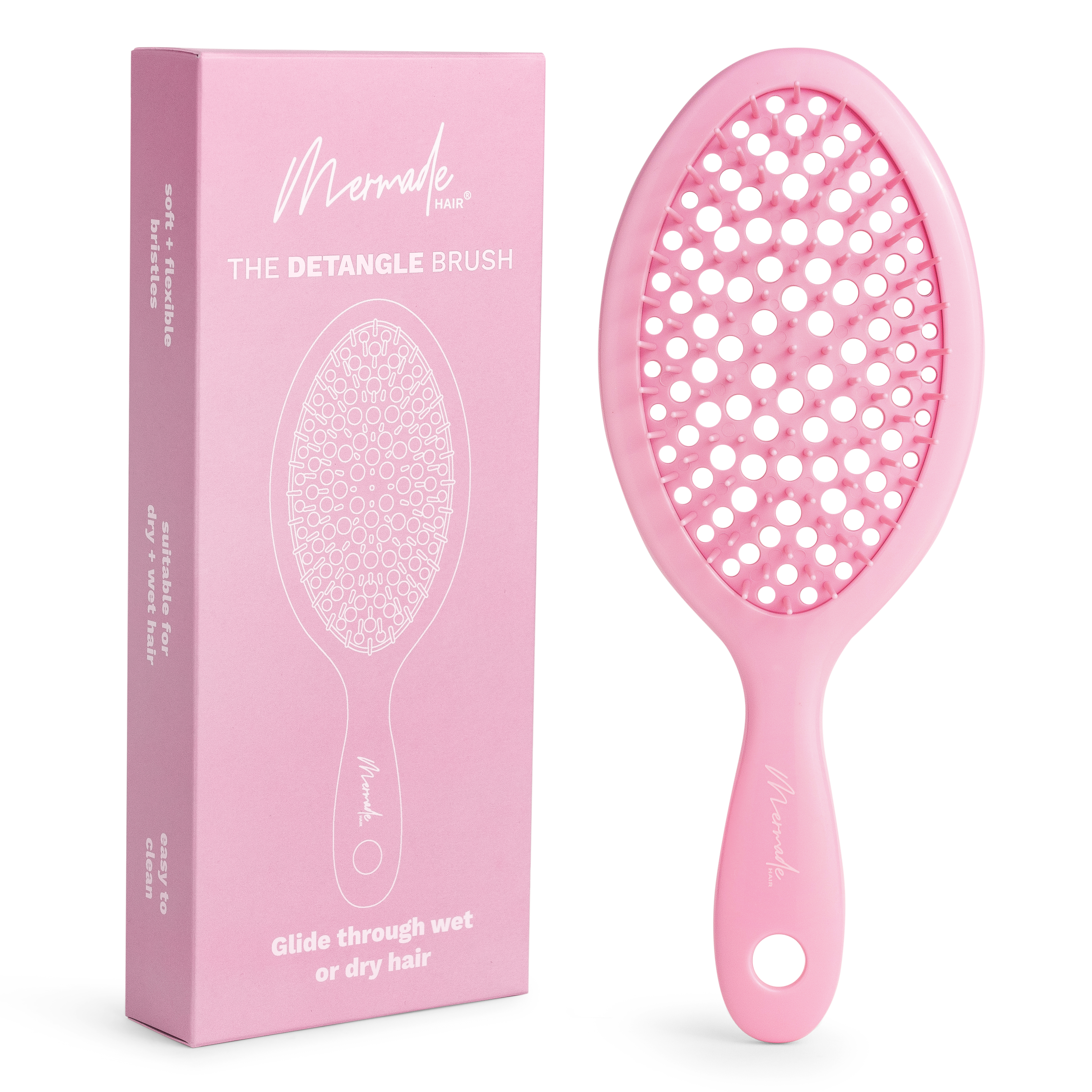 Mermade Hair Detangle Brush flatlay with box