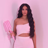 Model used Mermade PRO Mini Hair Waver - 25mm Pink on her long hair