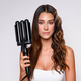 Model hair after and before Mermade PRO Hair Waver - 32mm Black
