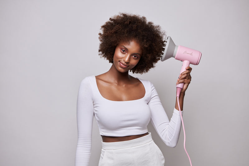 Model using Mermade Hairdryer with Diffuser attachment