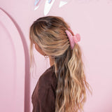 Long hair tied using Mermade Claw Clip in tortoise shell pink
