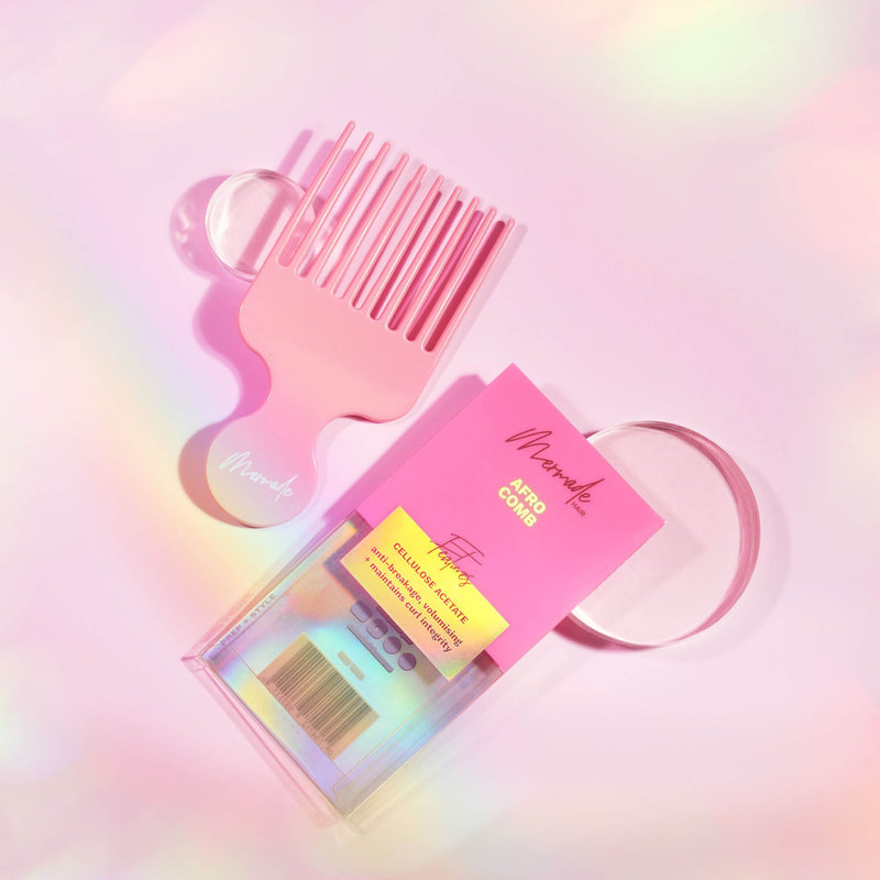 Afro Comb in Pink Colour with its packaging